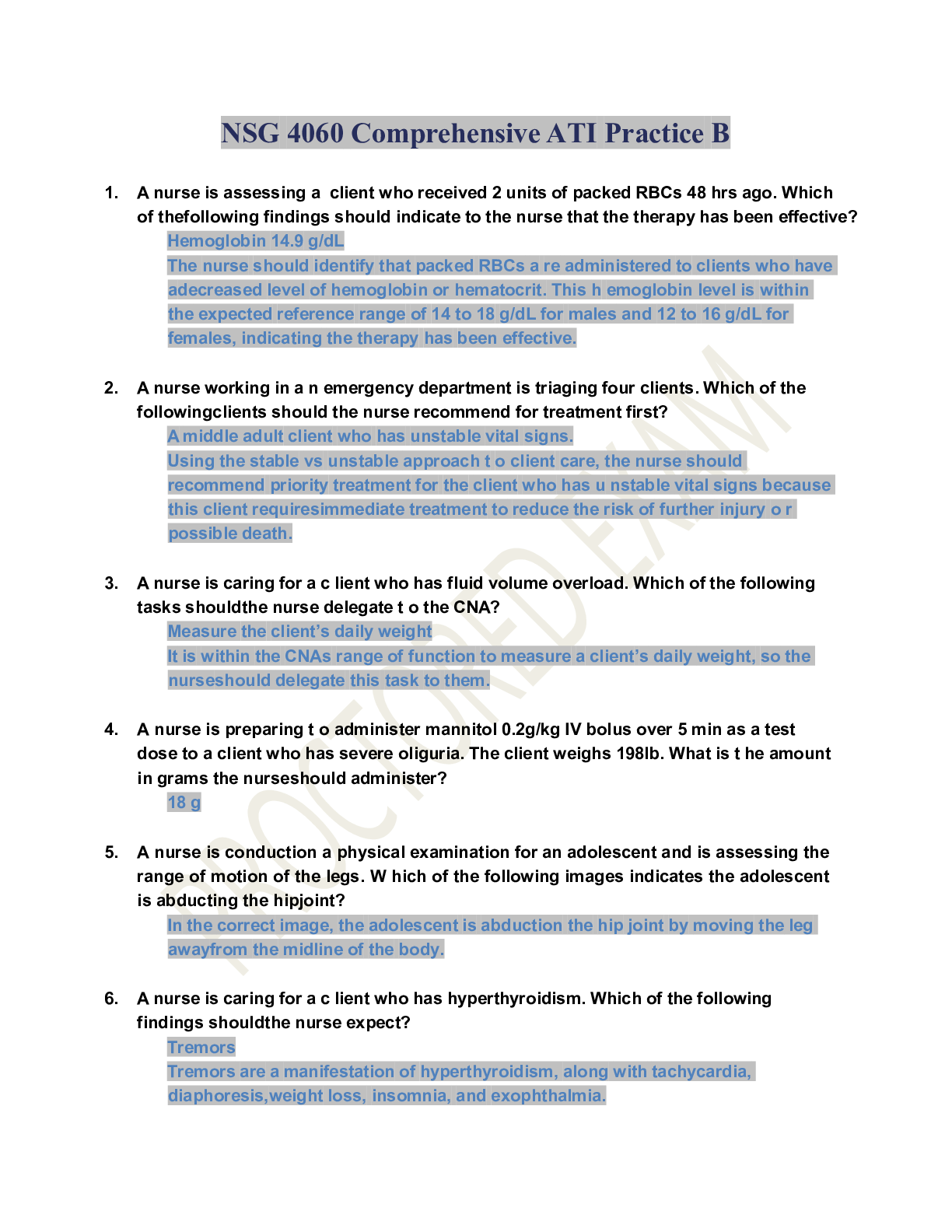 Preview image of ATI RN COMPREHENSIVE PREDICTOR RETAKE document